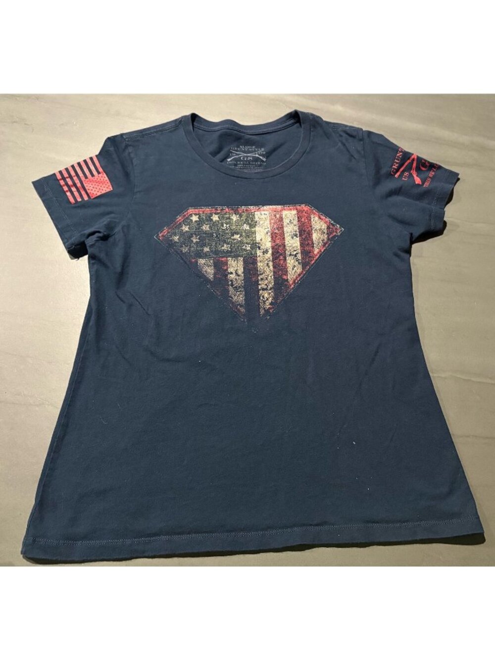 Grunt style patriotic Superman hero shirt woman’s xl